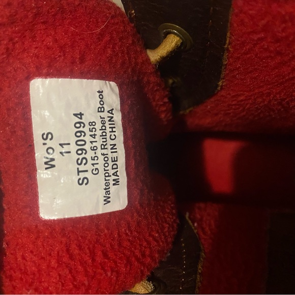 SPERRY Saltwater Tan Red Rain Duck Boots Size 11 - Picture 5 of 6